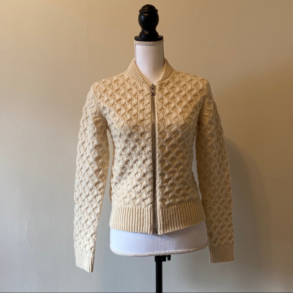 GAP Wool Blend XS Zip Up Sweater Cable Stitch
